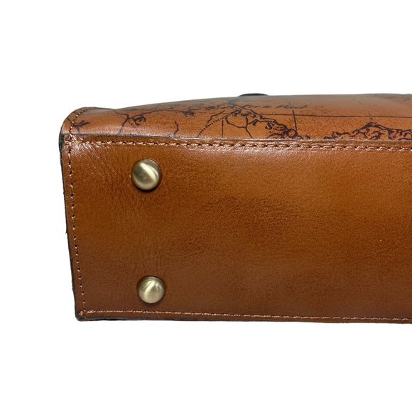 Patricia Nash Calvi Satchel Map Print Brown Leather Shoulder Western Handbag NEW - Picture 13 of 15